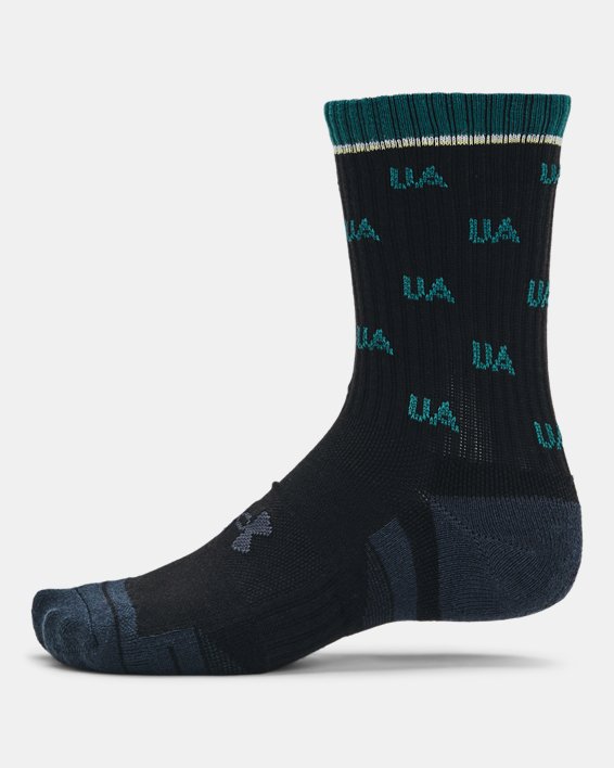 Unisex UA Performance Cotton 2 Pack Mid-Crew Socks, Black, pdpMainDesktop image number 3